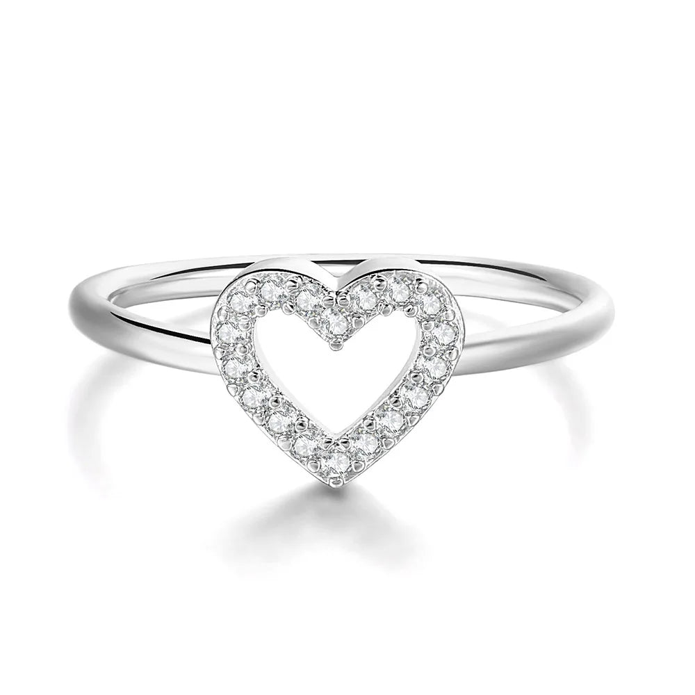 Romantic Infinity Heart Love Rings for Women Wedding Engagement Couple Rings Crystal Zircon Accessories Fashion Jewelry DZR026