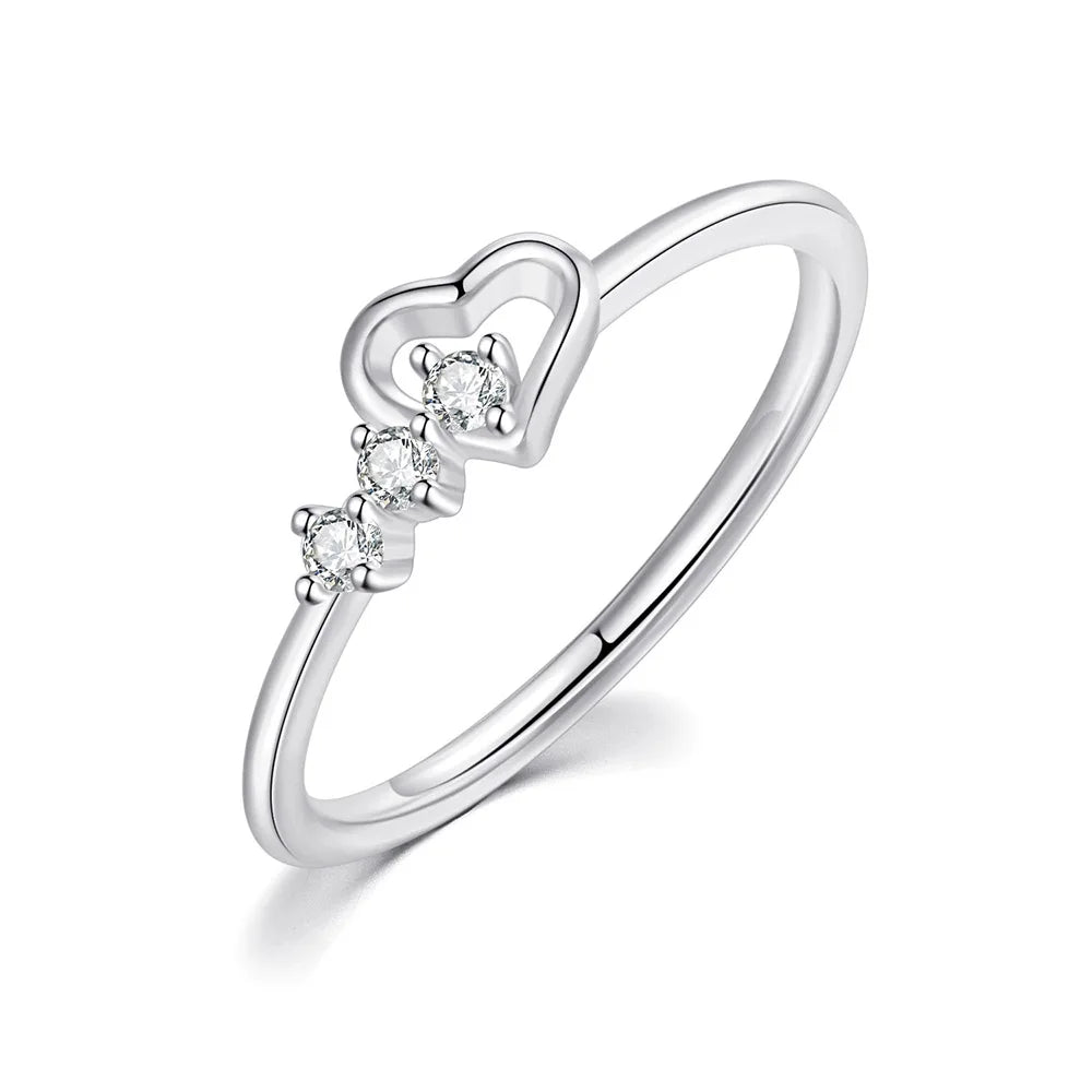 Romantic Infinity Heart Love Rings for Women Wedding Engagement Couple Rings Crystal Zircon Accessories Fashion Jewelry DZR026