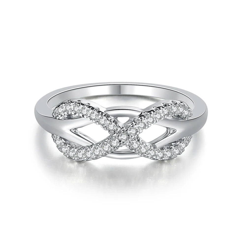 Romantic Infinity Heart Love Rings for Women Wedding Engagement Couple Rings Crystal Zircon Accessories Fashion Jewelry DZR026
