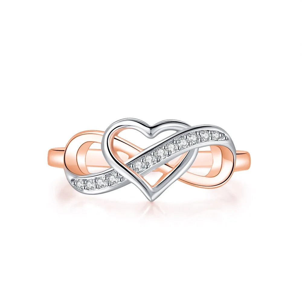 Romantic Infinity Heart Love Rings for Women Wedding Engagement Couple Rings Crystal Zircon Accessories Fashion Jewelry DZR026