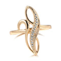 Elegant Geometric Texture Natural White Zircon Rings for Women 585 Gold Wedding Party Personality Rings Fashion Fine Jewelry