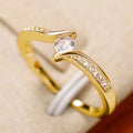 Elegant Minimalist Women's Ring with Shiny Round CZ Inlay - Perfect for Weddings and Engagements