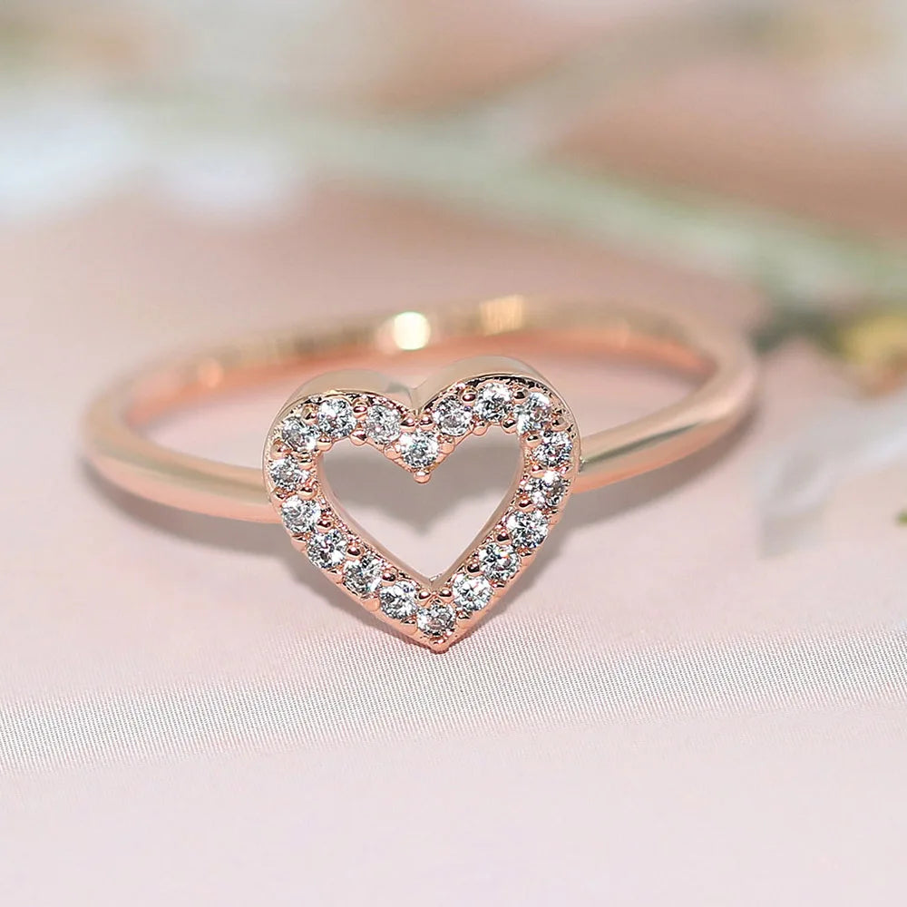 Romantic Infinity Heart Love Rings for Women Wedding Engagement Couple Rings Crystal Zircon Accessories Fashion Jewelry DZR026