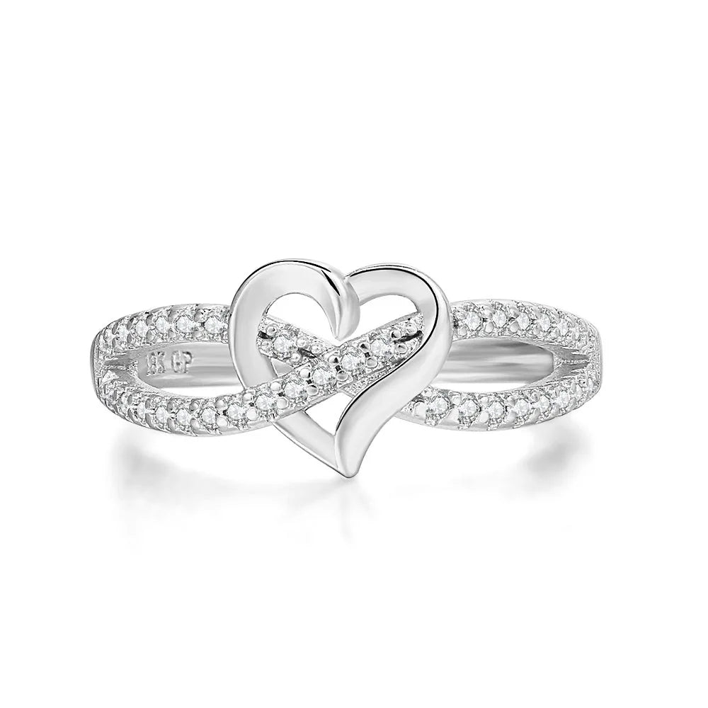 Romantic Infinity Heart Love Rings for Women Wedding Engagement Couple Rings Crystal Zircon Accessories Fashion Jewelry DZR026