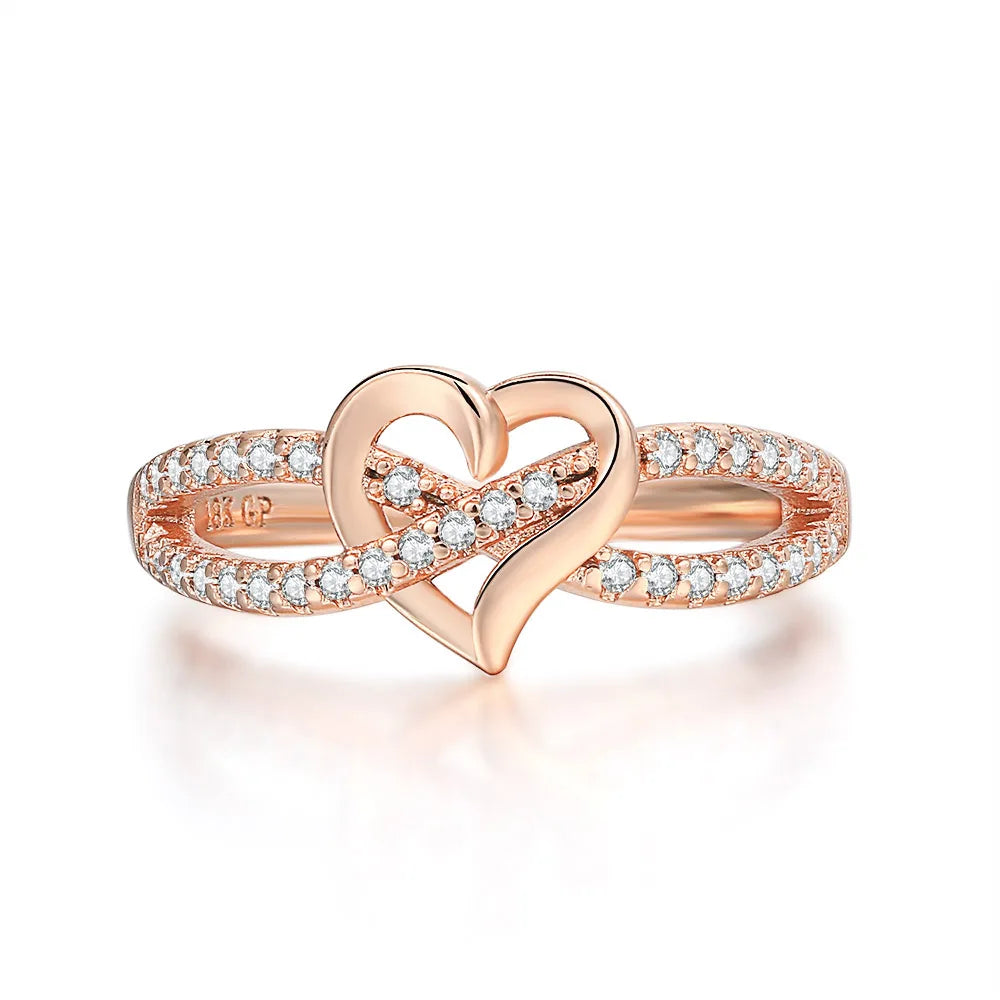 Romantic Infinity Heart Love Rings for Women Wedding Engagement Couple Rings Crystal Zircon Accessories Fashion Jewelry DZR026