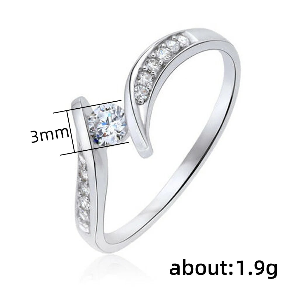 Elegant Minimalist Women's Ring with Shiny Round CZ Inlay - Perfect for Weddings and Engagements