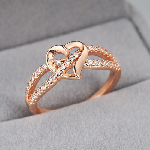 Romantic Infinity Heart Love Rings for Women Wedding Engagement Couple Rings Crystal Zircon Accessories Fashion Jewelry DZR026