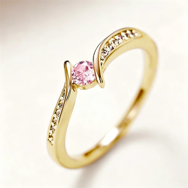 Elegant Minimalist Women's Ring with Shiny Round CZ Inlay - Perfect for Weddings and Engagements
