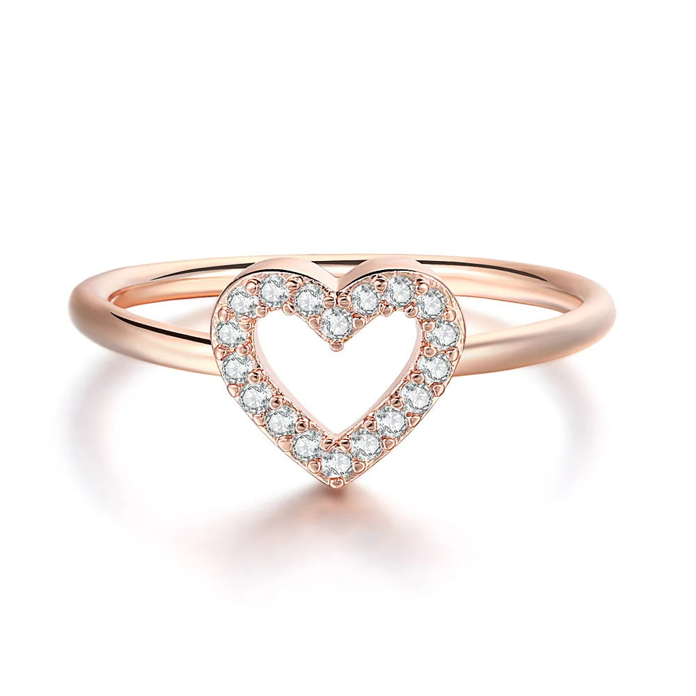 Romantic Infinity Heart Love Rings for Women Wedding Engagement Couple Rings Crystal Zircon Accessories Fashion Jewelry DZR026